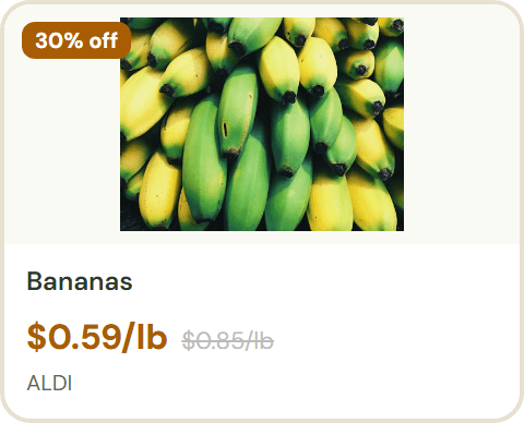 Bananas, $0.59/lb at ALDI &mdash; 30% off