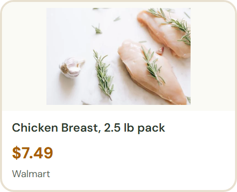 Chicken Breast, 2.5 lb pack at Walmart &mdash; $7.49