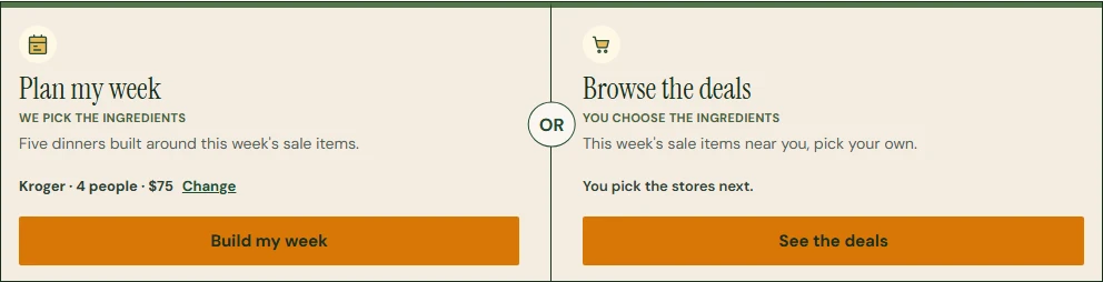 Choose a quick five-meal plan or pick your own deals